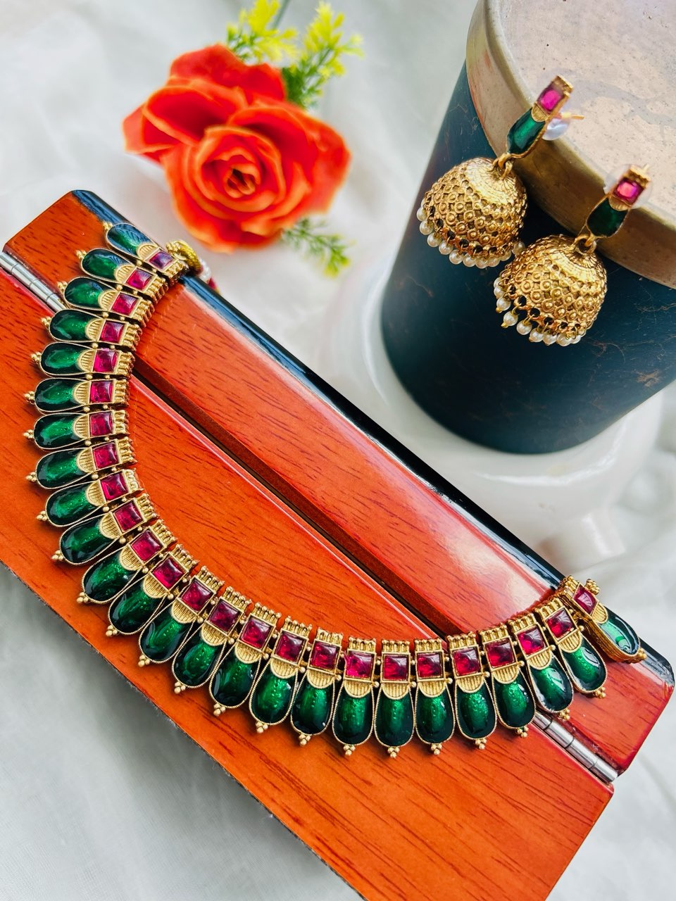 Enamel Kovai Palakka Trending Necklace Set