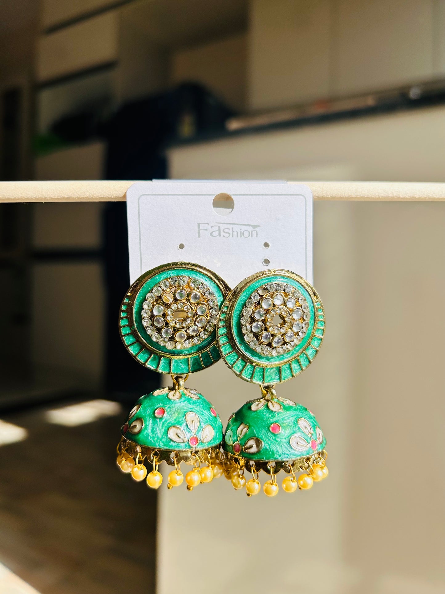 Meenkari chandbali earrings