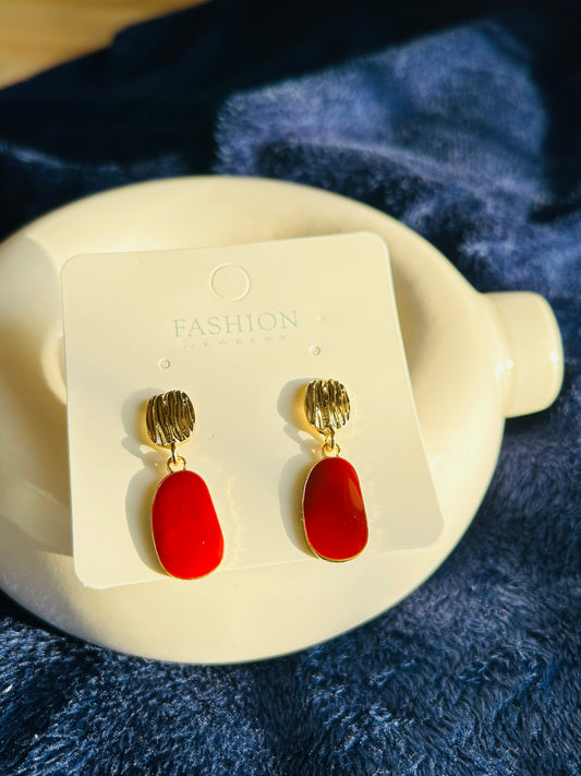 Korean premium anti tarnish earrings (red)