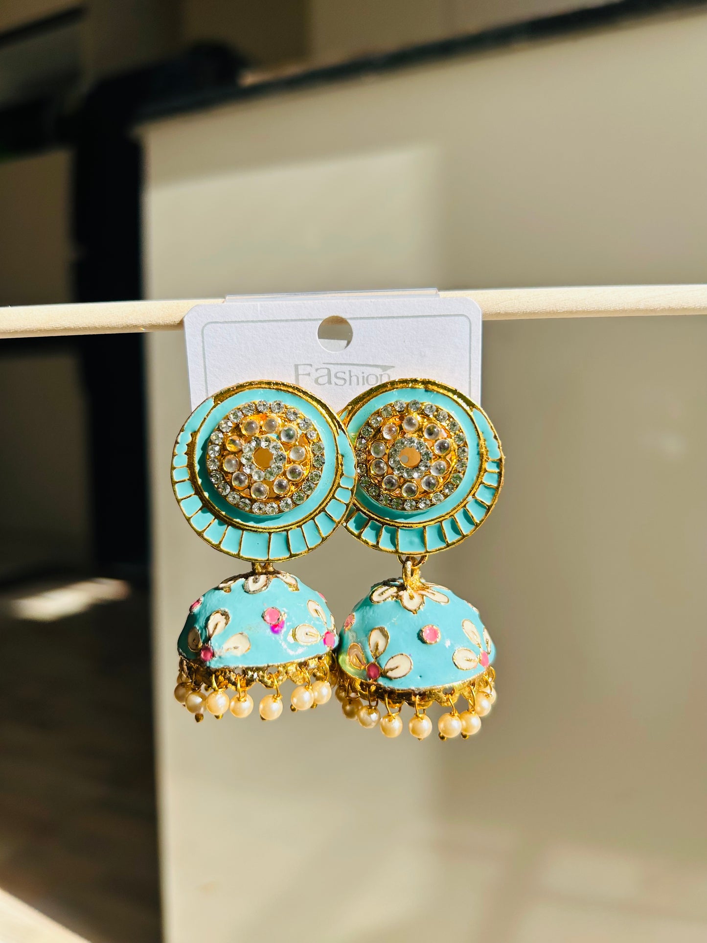 Meenkari chandbali earrings