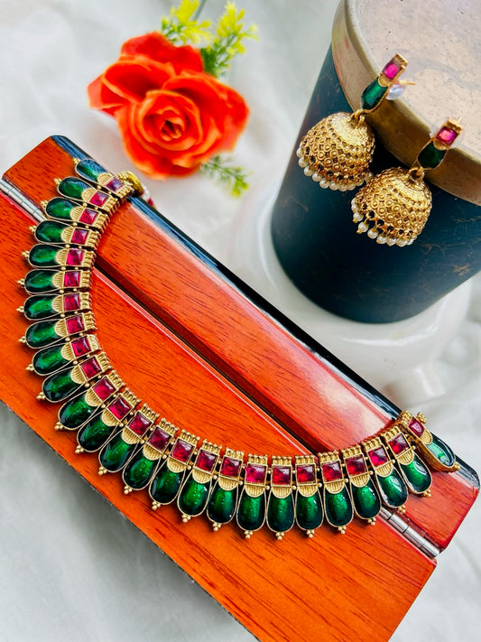 Enamel Kovai Palakka Trending Necklace Set
